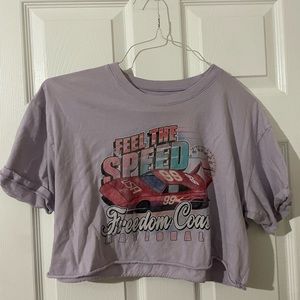 Hollister cropped lilac Car graphic tee